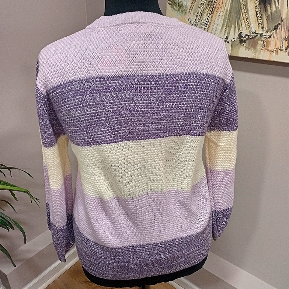 NWTS Plus Size Zenana Purple Color Block Woven Pullover Sweater - Picture 6 of 12